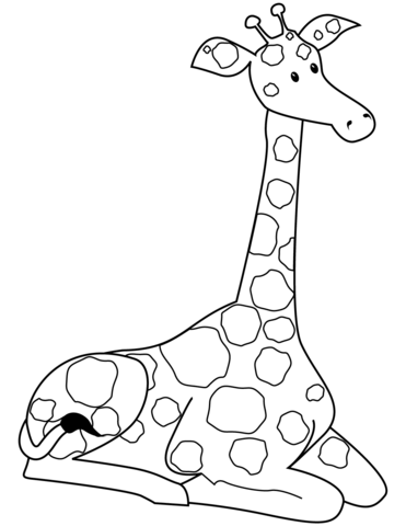 Cute Cartoon Giraffe Coloring Page